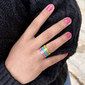 Enamel CTR Stainless Steel Ring 3 Pack in pink, yellow, and teal