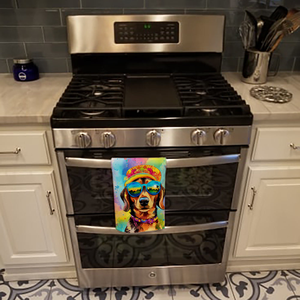 Dachshund Hippie Dawg Kitchen Towel-2
