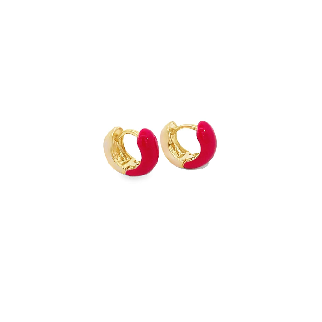 18K Gold Filled Enamel Small Huggie Earrings (K116A)