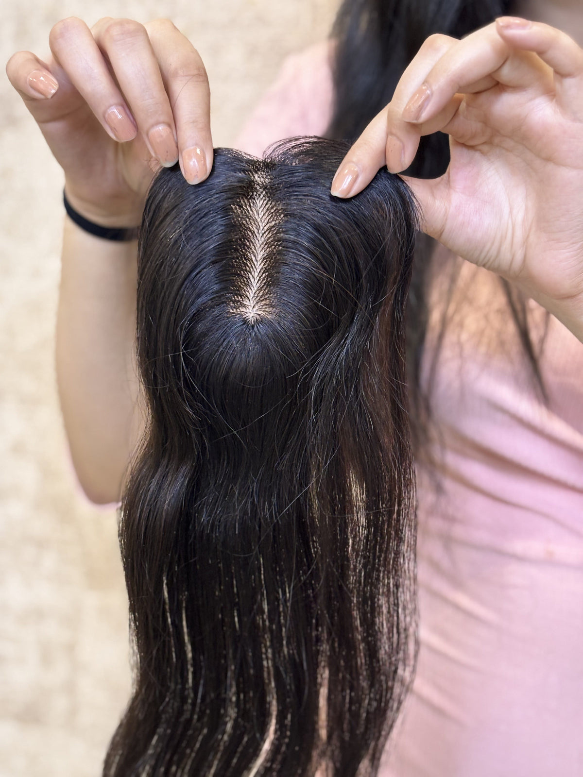 Hair Topper for Backcombed Hair | Silk Base | Natural Black | Straight | Remy Hair India-5