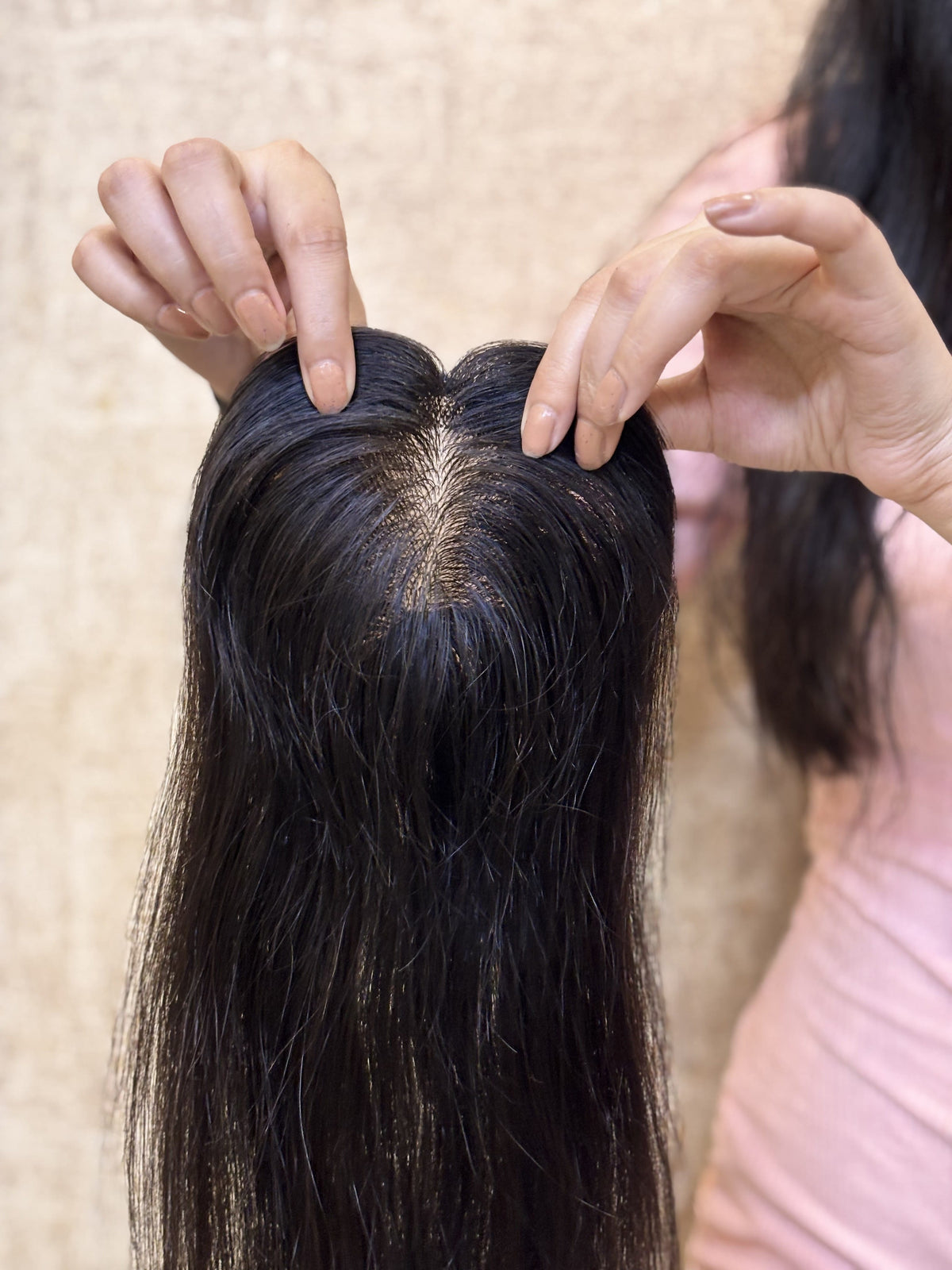 Hair Topper for Backcombed Hair | Silk Base | Natural Black | Straight | Remy Hair India-8