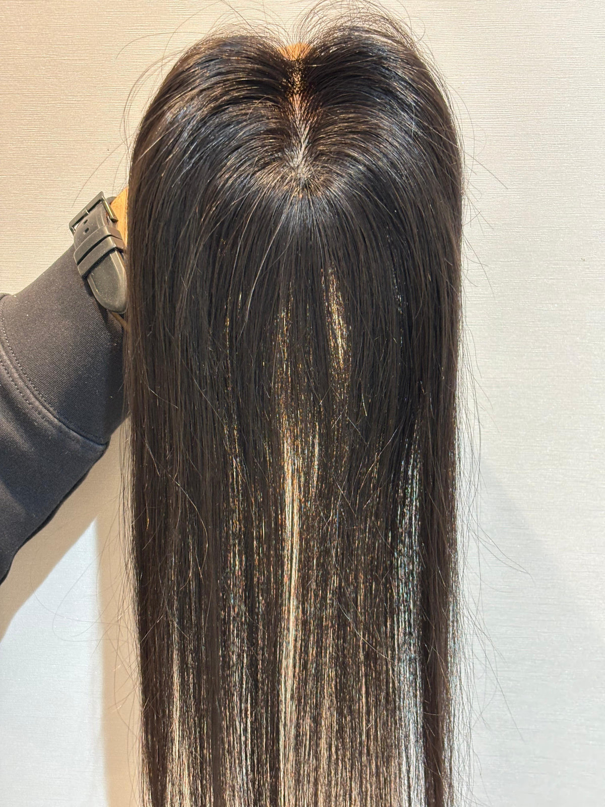 Hair Topper for Backcombed Hair | Silk Base | Natural Black | Straight | Remy Hair India-9