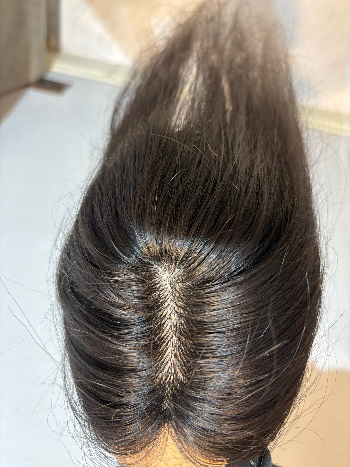 Hair Topper for Backcombed Hair | Silk Base | Natural Black | Straight | Remy Hair India-1